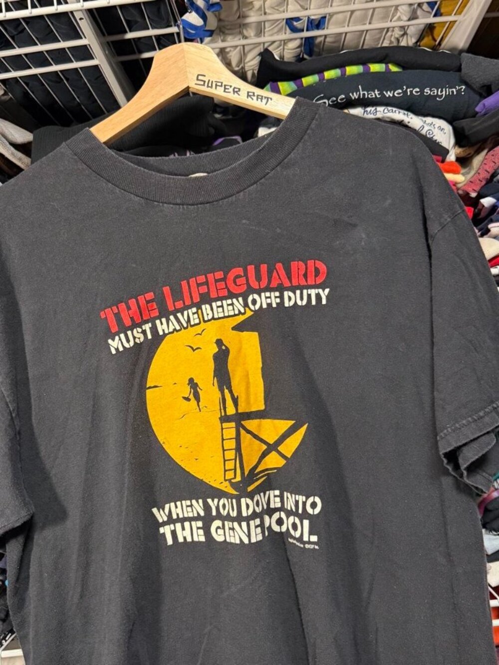 Y2K funny no lifeguard on duty when you dove in the gene pool t shirt black